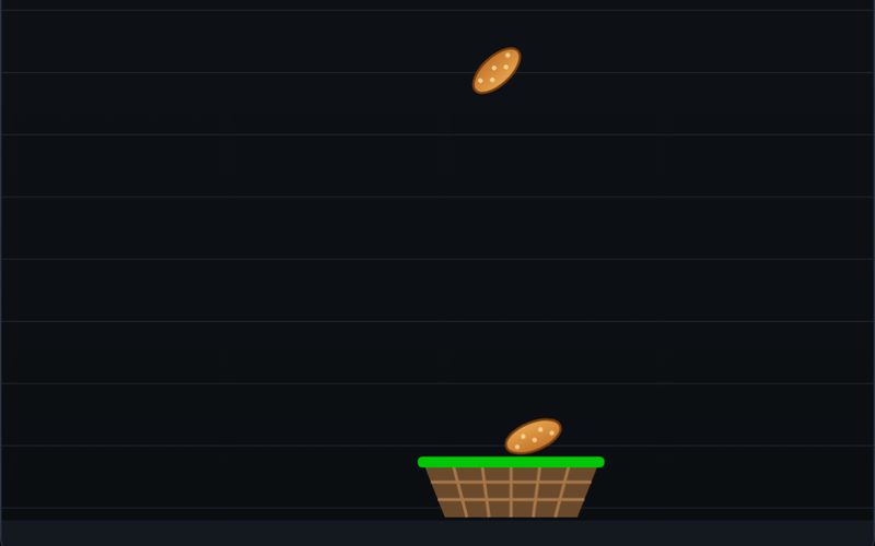 Tendie Catch gameplay: tendies falling into the basket